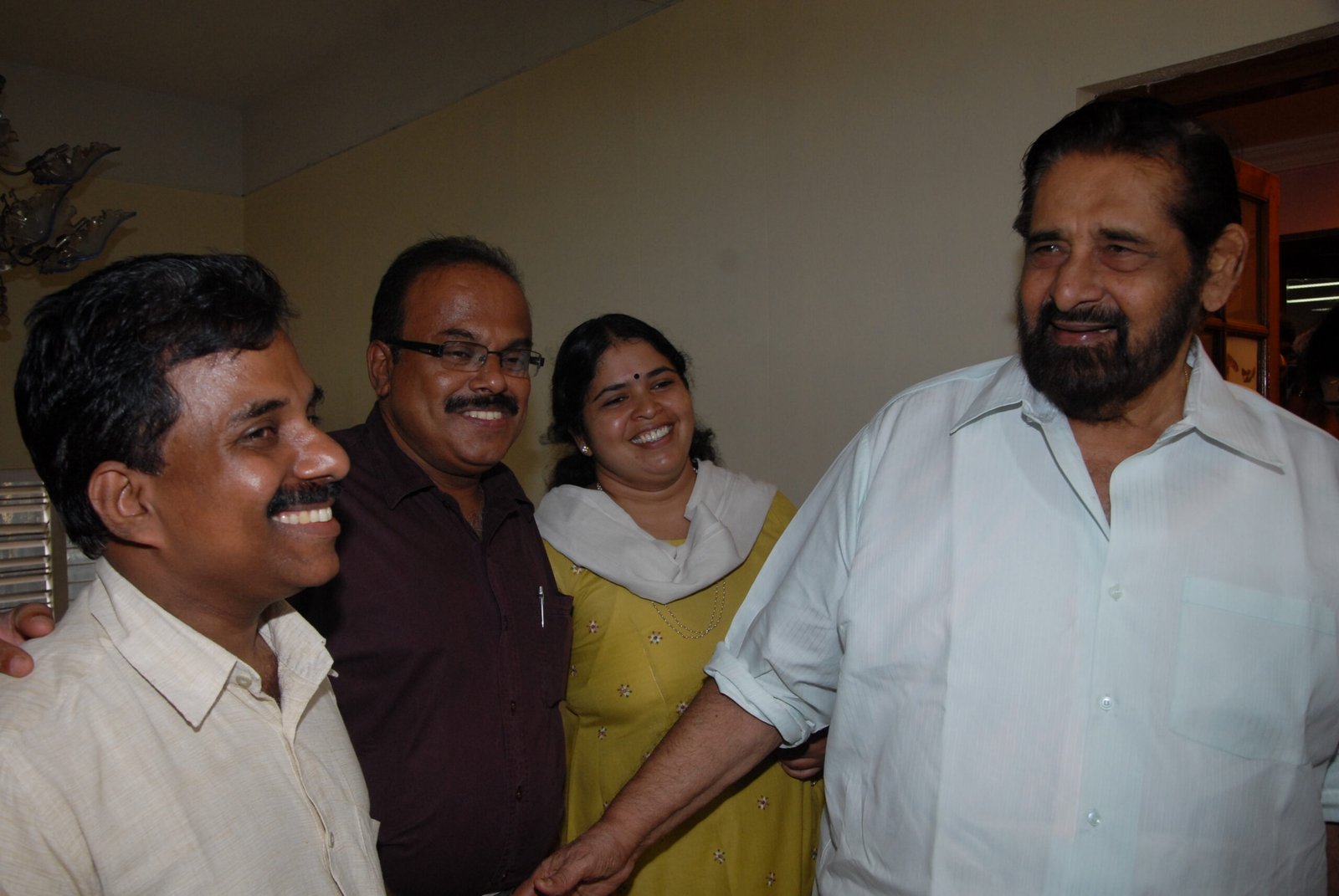 Prathapan Thayat, Sujaya K and K.V. Subhash with Sri Madhavan Nair(Madhu) 