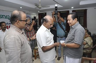 Prathapan Thayat with Sri Mamukkoya and Sri U. A. Khader