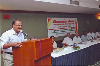 Prathapan Thayat in a Book Release with Sri Arvind Kejriwal and Sri M.K. Sanu